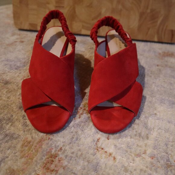 Cole Haan Size 8 Red Suede Block Heels - Picture 4 of 8